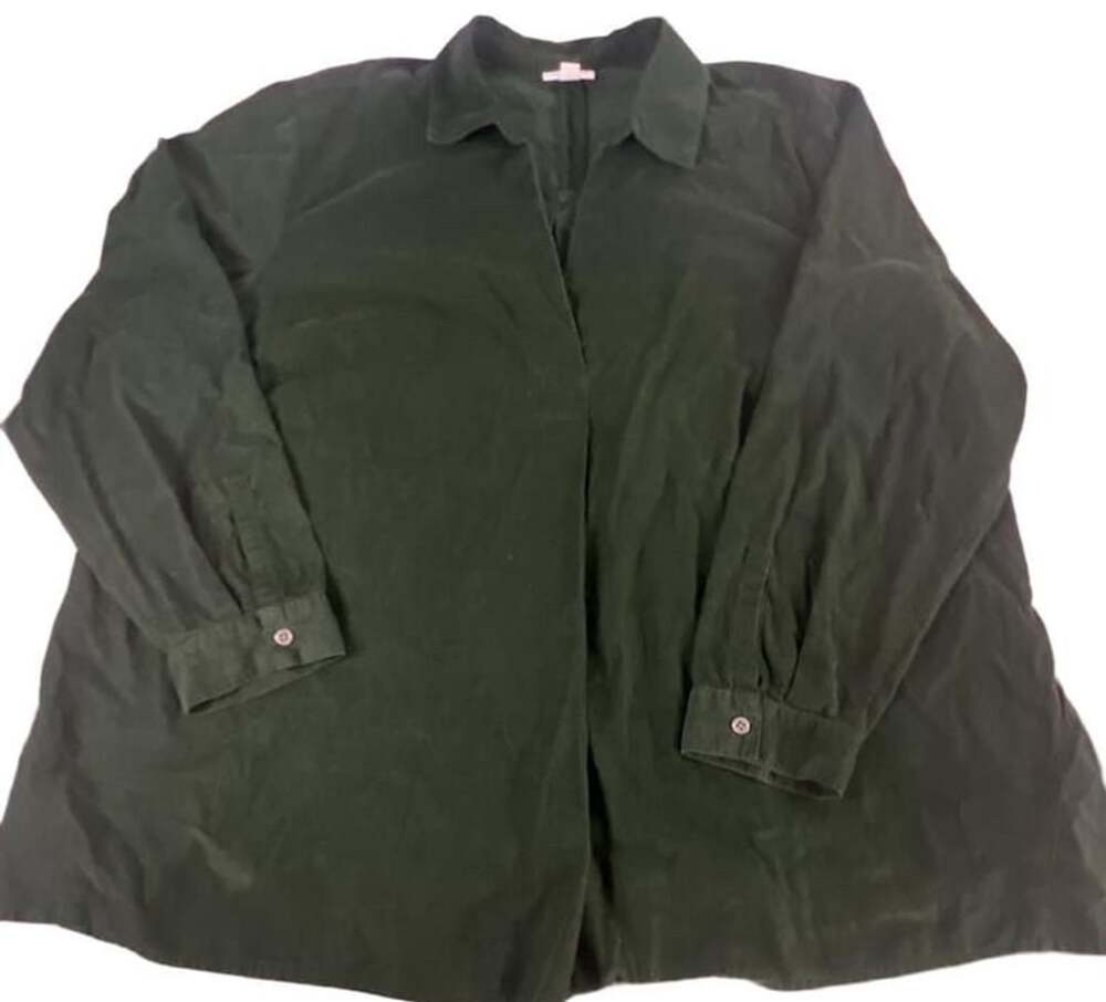 J.Jill Corduroy Shirt Size 2X Green Long Sleeve Button Down Tunic
